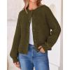 imageBTFBM Womens Chunky Knit Fall Cardigan 2025 Winter Long Sleeve Button Down Soft Loose Cropped Sweater OuterwearArmy Green