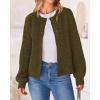 imageBTFBM Womens Chunky Knit Fall Cardigan 2025 Winter Long Sleeve Button Down Soft Loose Cropped Sweater OuterwearArmy Green