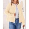 imageBTFBM Womens Chunky Knit Fall Cardigan 2025 Winter Long Sleeve Button Down Soft Loose Cropped Sweater OuterwearBeige