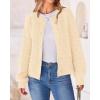 imageBTFBM Womens Chunky Knit Fall Cardigan 2025 Winter Long Sleeve Button Down Soft Loose Cropped Sweater OuterwearBeige
