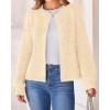 imageBTFBM Womens Chunky Knit Fall Cardigan 2025 Winter Long Sleeve Button Down Soft Loose Cropped Sweater OuterwearBeige