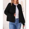 imageBTFBM Womens Chunky Knit Fall Cardigan 2025 Winter Long Sleeve Button Down Soft Loose Cropped Sweater OuterwearBlack