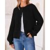 imageBTFBM Womens Chunky Knit Fall Cardigan 2025 Winter Long Sleeve Button Down Soft Loose Cropped Sweater OuterwearBlack