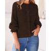 imageBTFBM Womens Chunky Knit Fall Cardigan 2025 Winter Long Sleeve Button Down Soft Loose Cropped Sweater OuterwearCoffee