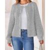 imageBTFBM Womens Chunky Knit Fall Cardigan 2025 Winter Long Sleeve Button Down Soft Loose Cropped Sweater OuterwearGrey
