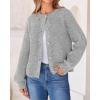 imageBTFBM Womens Chunky Knit Fall Cardigan 2025 Winter Long Sleeve Button Down Soft Loose Cropped Sweater OuterwearGrey