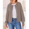 imageBTFBM Womens Chunky Knit Fall Cardigan 2025 Winter Long Sleeve Button Down Soft Loose Cropped Sweater OuterwearKhaki