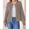 imageBTFBM Womens Chunky Knit Fall Cardigan 2025 Winter Long Sleeve Button Down Soft Loose Cropped Sweater OuterwearKhaki