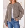 imageBTFBM Womens Chunky Knit Fall Cardigan 2025 Winter Long Sleeve Button Down Soft Loose Cropped Sweater OuterwearKhaki