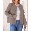 imageBTFBM Womens Chunky Knit Fall Cardigan 2025 Winter Long Sleeve Button Down Soft Loose Cropped Sweater OuterwearKhaki