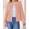 imageBTFBM Womens Chunky Knit Fall Cardigan 2025 Winter Long Sleeve Button Down Soft Loose Cropped Sweater OuterwearLight Pink