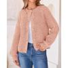 imageBTFBM Womens Chunky Knit Fall Cardigan 2025 Winter Long Sleeve Button Down Soft Loose Cropped Sweater OuterwearLight Pink