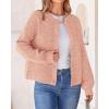 imageBTFBM Womens Chunky Knit Fall Cardigan 2025 Winter Long Sleeve Button Down Soft Loose Cropped Sweater OuterwearLight Pink