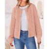 imageBTFBM Womens Chunky Knit Fall Cardigan 2025 Winter Long Sleeve Button Down Soft Loose Cropped Sweater OuterwearLight Pink
