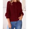 imageBTFBM Womens Chunky Knit Fall Cardigan 2025 Winter Long Sleeve Button Down Soft Loose Cropped Sweater OuterwearWine Red