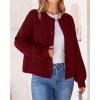 imageBTFBM Womens Chunky Knit Fall Cardigan 2025 Winter Long Sleeve Button Down Soft Loose Cropped Sweater OuterwearWine Red