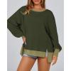 imageBTFBM Womens Oversized Sweatshirts Casual Long Sleeve Crewneck Side Slit Knit Tops 2024 Fall Loose Pullover SweatshirtArmy Green