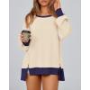 imageBTFBM Womens Oversized Sweatshirts Casual Long Sleeve Crewneck Side Slit Knit Tops 2024 Fall Loose Pullover SweatshirtBeige