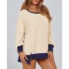imageBTFBM Womens Oversized Sweatshirts Casual Long Sleeve Crewneck Side Slit Knit Tops 2024 Fall Loose Pullover SweatshirtBeige