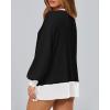 imageBTFBM Womens Oversized Sweatshirts Casual Long Sleeve Crewneck Side Slit Knit Tops 2024 Fall Loose Pullover SweatshirtBlack