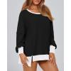 imageBTFBM Womens Oversized Sweatshirts Casual Long Sleeve Crewneck Side Slit Knit Tops 2024 Fall Loose Pullover SweatshirtBlack