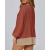 imageBTFBM Womens Oversized Sweatshirts Casual Long Sleeve Crewneck Side Slit Knit Tops 2024 Fall Loose Pullover SweatshirtBrick Red