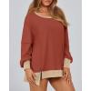 imageBTFBM Womens Oversized Sweatshirts Casual Long Sleeve Crewneck Side Slit Knit Tops 2024 Fall Loose Pullover SweatshirtBrick Red