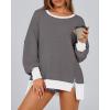 imageBTFBM Womens Oversized Sweatshirts Casual Long Sleeve Crewneck Side Slit Knit Tops 2024 Fall Loose Pullover SweatshirtGrey