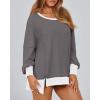 imageBTFBM Womens Oversized Sweatshirts Casual Long Sleeve Crewneck Side Slit Knit Tops 2024 Fall Loose Pullover SweatshirtGrey