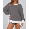 imageBTFBM Womens Oversized Sweatshirts Casual Long Sleeve Crewneck Side Slit Knit Tops 2024 Fall Loose Pullover SweatshirtGrey