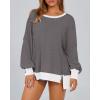 imageBTFBM Womens Oversized Sweatshirts Casual Long Sleeve Crewneck Side Slit Knit Tops 2024 Fall Loose Pullover SweatshirtGrey