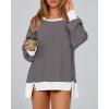imageBTFBM Womens Oversized Sweatshirts Casual Long Sleeve Crewneck Side Slit Knit Tops 2024 Fall Loose Pullover SweatshirtGrey