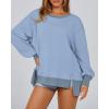 imageBTFBM Womens Oversized Sweatshirts Casual Long Sleeve Crewneck Side Slit Knit Tops 2024 Fall Loose Pullover SweatshirtLight Blue