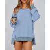 imageBTFBM Womens Oversized Sweatshirts Casual Long Sleeve Crewneck Side Slit Knit Tops 2024 Fall Loose Pullover SweatshirtLight Blue