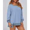 imageBTFBM Womens Oversized Sweatshirts Casual Long Sleeve Crewneck Side Slit Knit Tops 2024 Fall Loose Pullover SweatshirtLight Blue