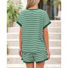 imageBTFBM Womens Striped Knit Sets 2 Piece Outfits 2025 Summer Short Sleeve Tops Elastic Waist Shorts Lounge Sets PocketsLight Green