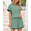 imageBTFBM Womens Striped Knit Sets 2 Piece Outfits 2025 Summer Short Sleeve Tops Elastic Waist Shorts Lounge Sets PocketsLight Green