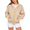 imageBTFBM Womens Zip Up Hoodies Long Sleeve Fashion Sweatshirt Fleece Y2K Hooded Jacket 2025 Trendy Fall Winter ClothesApricot