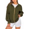 imageBTFBM Womens Zip Up Hoodies Long Sleeve Fashion Sweatshirt Fleece Y2K Hooded Jacket 2025 Trendy Fall Winter ClothesArmy Green