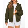 imageBTFBM Womens Zip Up Hoodies Long Sleeve Fashion Sweatshirt Fleece Y2K Hooded Jacket 2025 Trendy Fall Winter ClothesArmy Green
