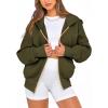 imageBTFBM Womens Zip Up Hoodies Long Sleeve Fashion Sweatshirt Fleece Y2K Hooded Jacket 2025 Trendy Fall Winter ClothesArmy Green