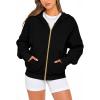 imageBTFBM Womens Zip Up Hoodies Long Sleeve Fashion Sweatshirt Fleece Y2K Hooded Jacket 2025 Trendy Fall Winter ClothesBlack