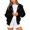 imageBTFBM Womens Zip Up Hoodies Long Sleeve Fashion Sweatshirt Fleece Y2K Hooded Jacket 2025 Trendy Fall Winter ClothesBlack