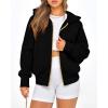 imageBTFBM Womens Zip Up Hoodies Long Sleeve Fashion Sweatshirt Fleece Y2K Hooded Jacket 2025 Trendy Fall Winter ClothesBlack