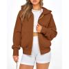 imageBTFBM Womens Zip Up Hoodies Long Sleeve Fashion Sweatshirt Fleece Y2K Hooded Jacket 2025 Trendy Fall Winter ClothesBrown
