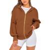 imageBTFBM Womens Zip Up Hoodies Long Sleeve Fashion Sweatshirt Fleece Y2K Hooded Jacket 2025 Trendy Fall Winter ClothesBrown