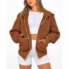 imageBTFBM Womens Zip Up Hoodies Long Sleeve Fashion Sweatshirt Fleece Y2K Hooded Jacket 2025 Trendy Fall Winter ClothesBrown