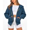 imageBTFBM Womens Zip Up Hoodies Long Sleeve Fashion Sweatshirt Fleece Y2K Hooded Jacket 2025 Trendy Fall Winter ClothesDark Blue
