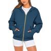 imageBTFBM Womens Zip Up Hoodies Long Sleeve Fashion Sweatshirt Fleece Y2K Hooded Jacket 2025 Trendy Fall Winter ClothesDark Blue