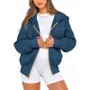 imageBTFBM Womens Zip Up Hoodies Long Sleeve Fashion Sweatshirt Fleece Y2K Hooded Jacket 2025 Trendy Fall Winter ClothesDark Blue